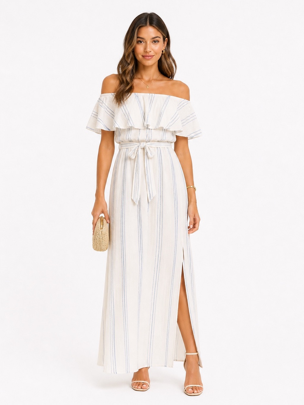 Joie Blue Smocked Off-Shoulder Sundress
